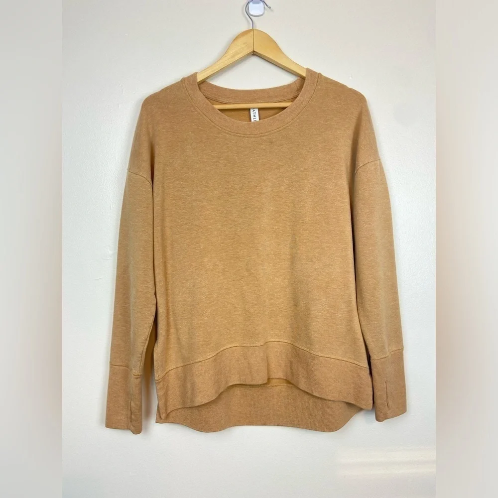 ATHLETA Balance Pullover Sweatshirt Tuscan Gold Tan Multi Nep Nirvana Fabric S - Picture 3 of 12